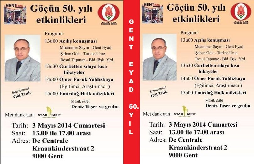 Gent Eyad Göçün 50. Yıl Etkinliği Düzenliyor
