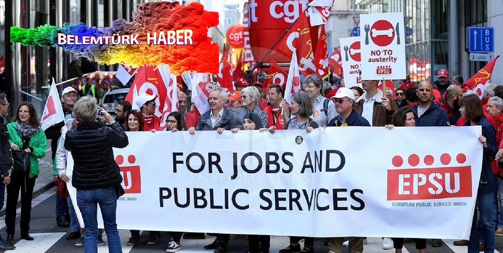 İşçiler, Belçika’daki Kötü Çalışma Şartlarını Brüksel’de  Protesto Ettiler