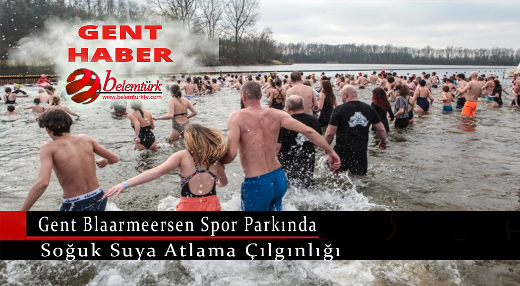 Gent Blaarmeersen spor parkında buz gibi suya atladılar