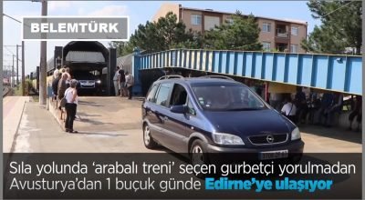 Sıla yolunda ‘arabalı treni’ seçen gurbetçiler 1 buçuk günde Edirne’ye ulaşıyor.