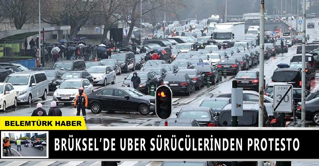 Brüksel’deki Uber sürücülerinden protesto