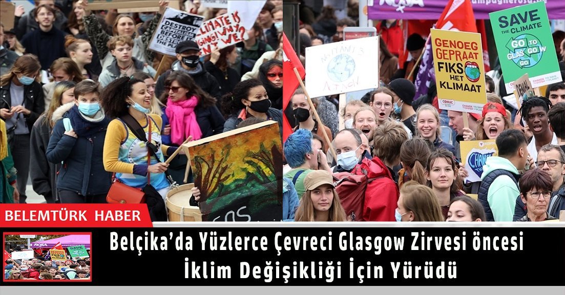 Brüksel’de yüzlerce kişi Glasgow zirvesi öncesinde iklim değişikliği için yürüdü
