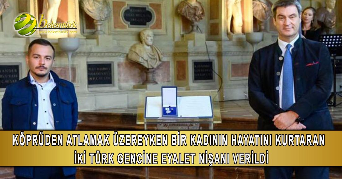 Köprüden atlamak üzere olan bir kadının hayatını kurtaran iki Türk gencine eyalet nişanı verildi