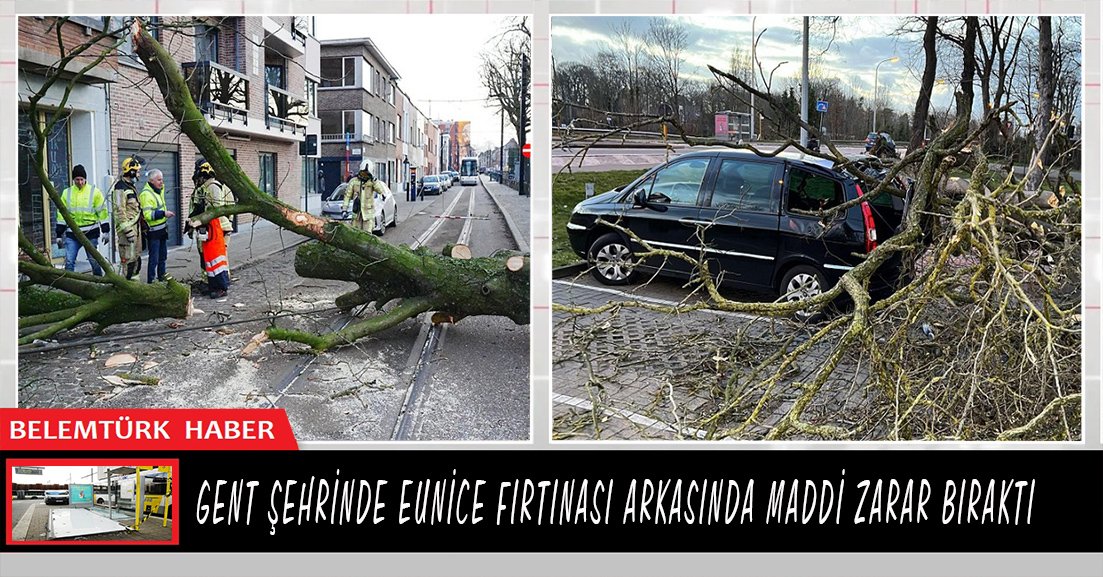 Belçika Gent’te Eunice fırtınası arkasında maddi zarar bıraktı.