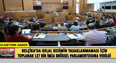 Belçika’da helal kesimin yasaklanmaması için toplanan 127 bin imza Brüksel bölge Parlamentosuna verildi.