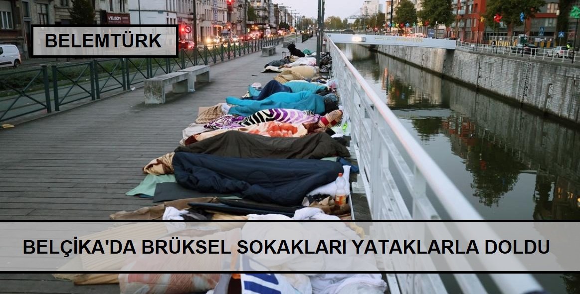 Belçika’da, Brüksel sokakları yataklarla doldu