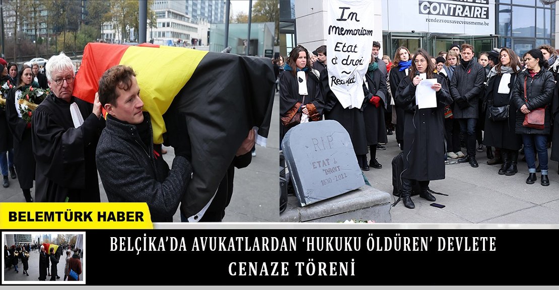 Belçika’nın başkenti Brüksel’de avukatlardan sembolik cenaze töreni