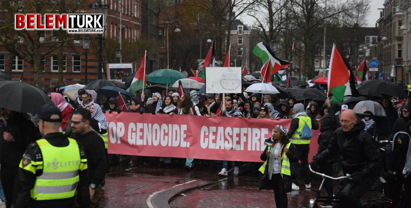Hollanda’da yüzlerce kişi Gazze’de kalıcı ateşkes için yürüdü