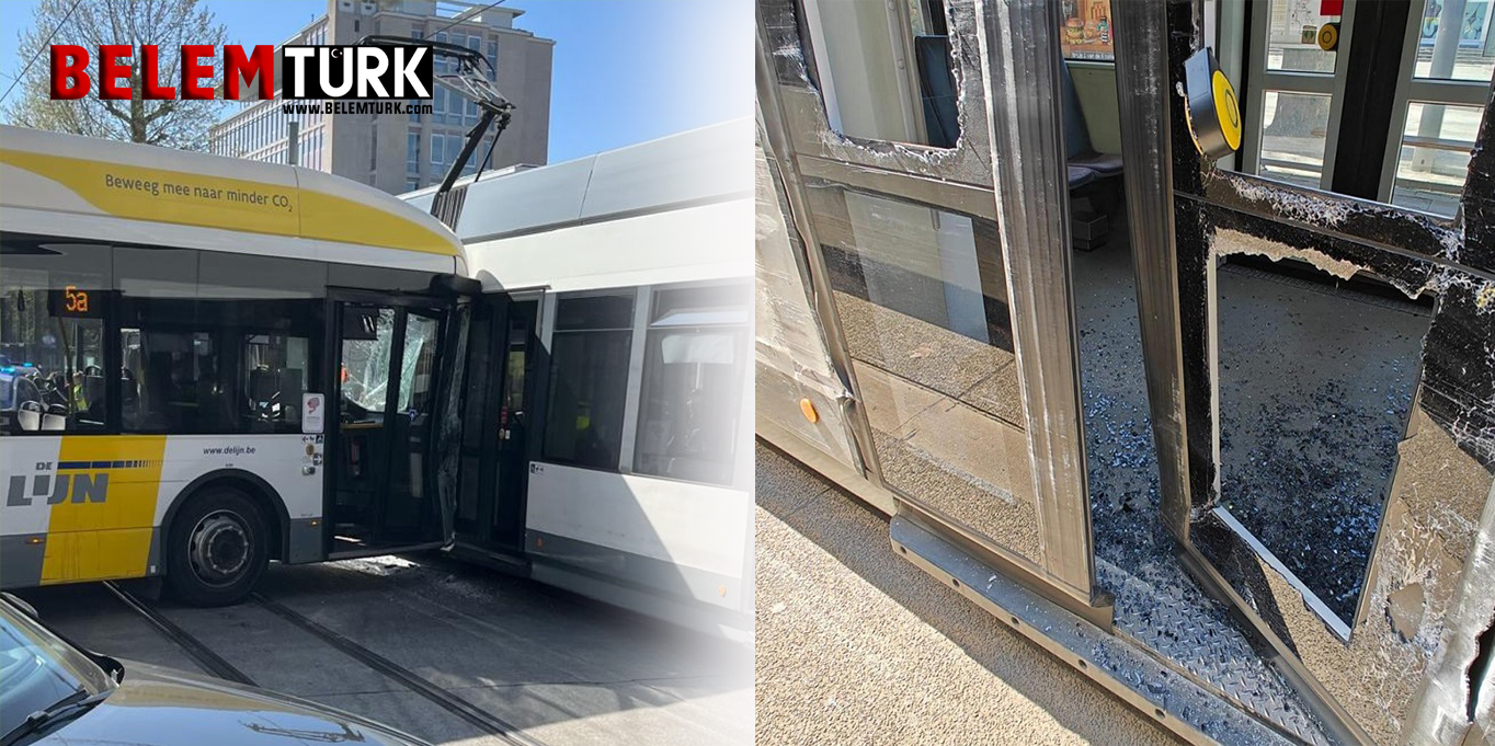 Belçika’nın Gent şehrinde De Lijn otobüsü tramvaya çarptı. Kazada 5 kişi yaralandı