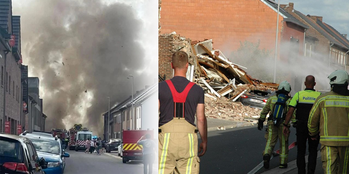 Belçika Maasmechelen’de şiddetli gaz patlamasında 2 ev yıkıldı