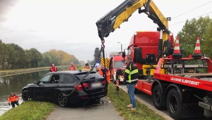 Belçika’da 36 yaşındaki sarhoş sürücü su kanalına uçtu