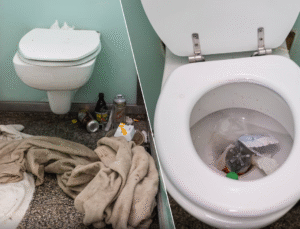 Gent’teki umumi tuvaletler uyuşturucu şırıngaları, kanlı mendiller ve bira kutularıyla dolu