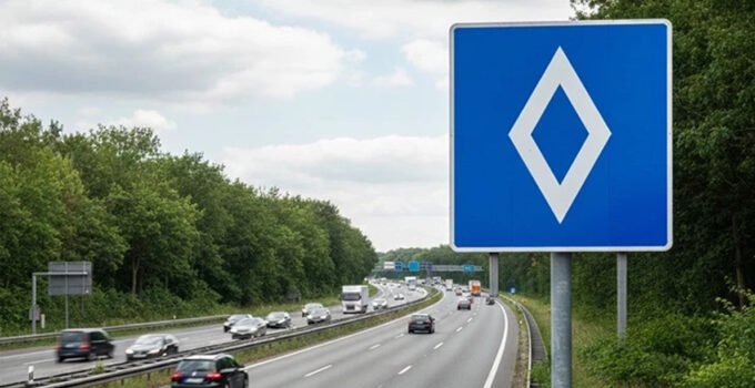 Almanya’da “Beyaz Elmas” isimli yeni trafik levhası için pilot uygulama hayata geçirildi.