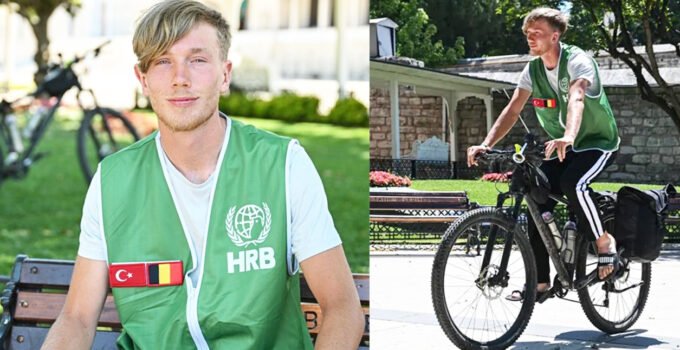 Belçika’da 8 yıl önce müslüman olan Belçikalı genç bisikletle Umre’ye gidiyor