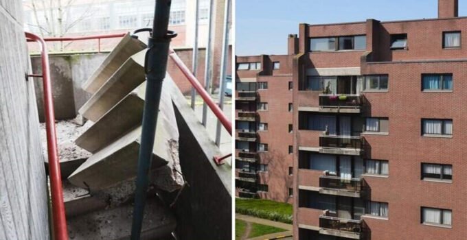 Belçika Gent’te balkonu ve merdiveni çöken sosyal konut blokları yıkılıyor