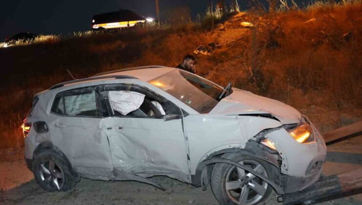 Lastiği patlayan gurbetçi ailenin otomobili takla attı