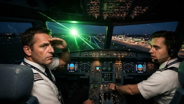 Brüksel Havalimanı’na iniş için hazırlanan pilotların gözüne lazer tutuldu