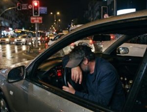 Belçika’da kırmızı ışıkta uyuya kalan alkollü sürücünün ehliyetine el konuldu